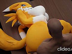 Big tit MILF Renamon gets her monster cock satisfied at work