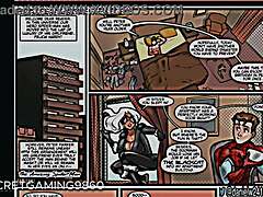 हेंटाई गेम पैरोडी जिसमें दो ब्लोंड मिल्फ और एडल्ट स्पाइडरमैन के साथ थ्रीसम होता है।