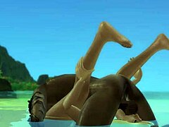 Un grosso cazzo nero devasta l'area intima di una splendida ragazza mentre lei prende il sole nuda su una spiaggia di nudisti. Guarda di più su Hentaisims.com