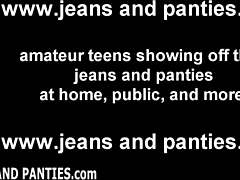 Zrelá amatérka ukazuje svoje krivky v tesných džínsoch