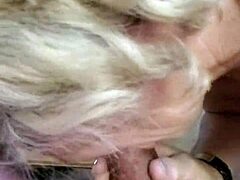 Mature woman gets facial cumshot
