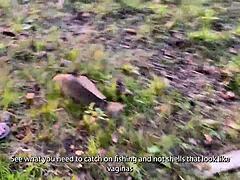 Madrastra rusa enseña a su hijastro a pescar en un video casero