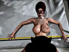 एनिमेटेड tittyfuck वीडियो में बड़े स्तनों वाली ट्रांसजेंडर और उसके शरीर पर सह की विशेषता है