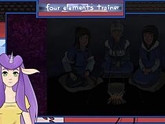 Part 15 of Avatar's four elements trainer series features a brunette MILF indulging in blowjob fun