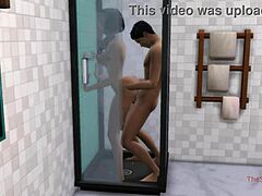 En indisk milf blir knullet av stedsønnen under dusjen