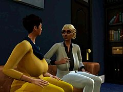 Trio interrazziale con una studentessa arrapata di Sims 4